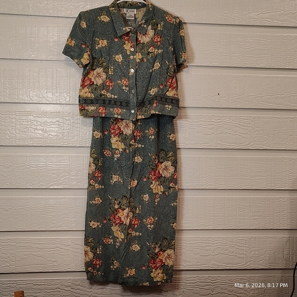 K Studio Dresses & Skirts - K Studio Two Piece Dress Set Floral Cottage Core Women’s Size 8 VINTAGE
